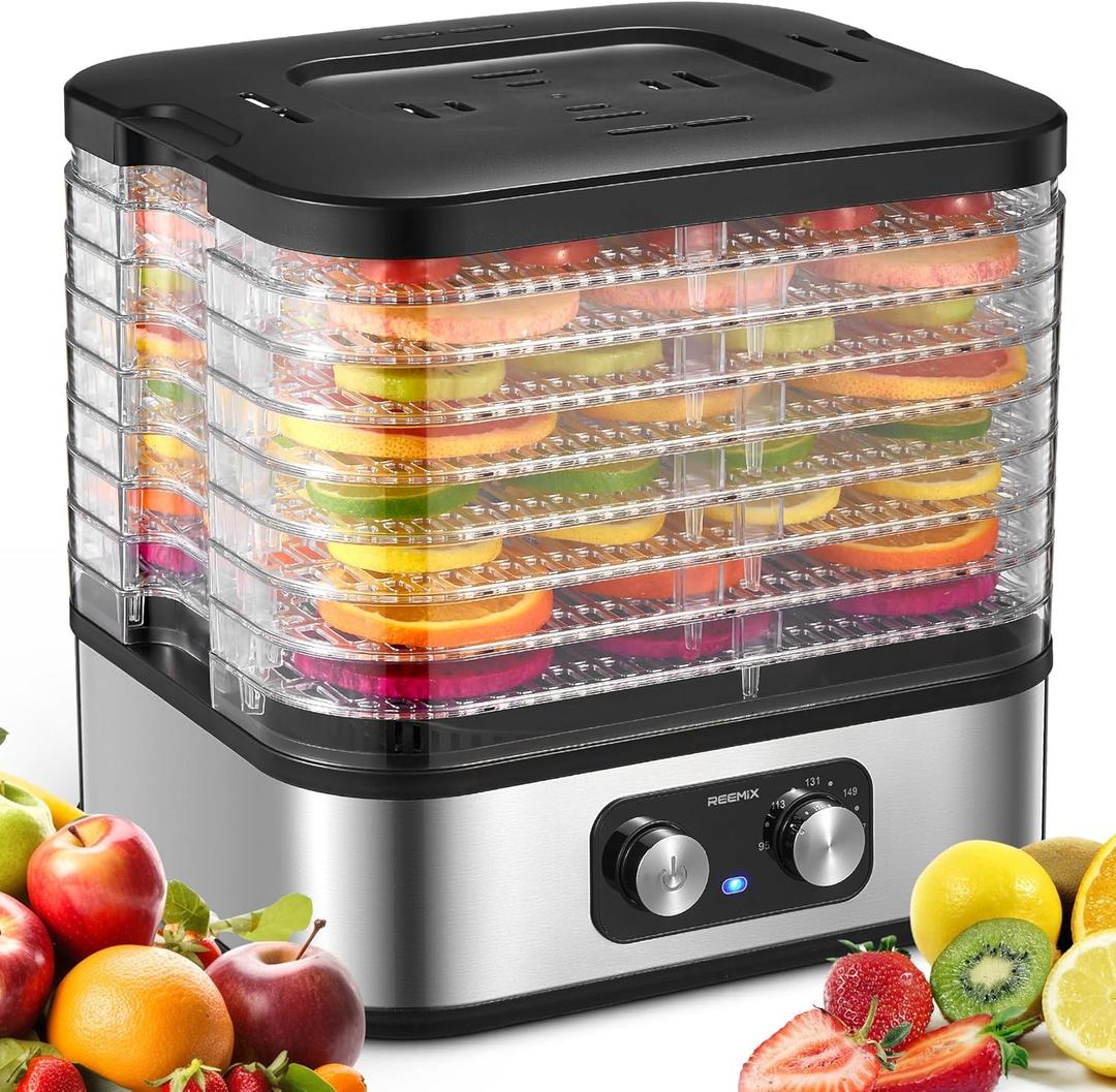 Electric 8 Trays Food Dehydrator Machine, Compact Dehydrators for Food and Jerky, Fruits, Veggies, 400W Dehydrated Dryer with Temperature Control, 8 BPA-Free Trays Dishwasher Safe