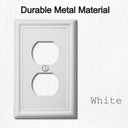 OKAWYC Single Duplex Outlet Cover Plate, 4-Pack White Luca Metal Wall Plate 1 Gang, Light Switch Cover, for Receptacle Light Switch, Switch Cover Decorative Wallplate, Durable