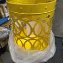 Benjara Kemo Outdoor End Table, Round 14 Inch, Cutout Design, Yellow Frame