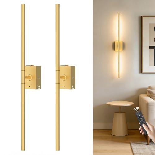Battery Operated Wall Sconces Set of 2, 10000mAh Rechargeable Wall Lights with Remote, 360° Rotate 3000K-6000K LED Wireless Wall Light Fixtures Decor for Bedroom Living Room Hallway Picture Lighting