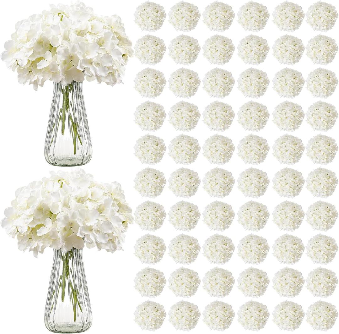 Artificial Flowers, 205 pcs Real Looking White Silk Fake Hydrangea Bulk, White Faux Bridal Shower with Stems for DIY Wedding Bouquets, Home Centerpieces Arrangements, Party Tables Decorations