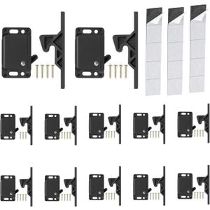 RV Drawer Latches and Catches, 12 Pack RV Cabinet Door Latches and Catches, 10 LBS Pull Force Latch for RV Camper Motor Home Trailor Office Cabinet Drawer, with Mounting Screws and Double-Sided Tape