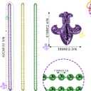 2 x Yukee Mardi Gras Mask W/Mardi Gras Beads Earrings Accessories for Women, Feathers Mardi-Gras Masks Masquerade Mask W/Mardi-Gras Beads Necklaces Fleur De Lis Earrings Jewelry for Carnival Party Parade