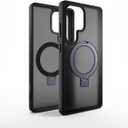 Slim Black Clear Case - Compatible with Samsung Galaxy S25 Ultra, Lightweight Design, with Round Back Stand, Ultra Clear Protection with Stylish Black Accents