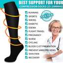 Copper Compression Socks for Women & Men (6 pairs) - Best Support for Nurses, Running, Hiking, Recovery (Black, L)