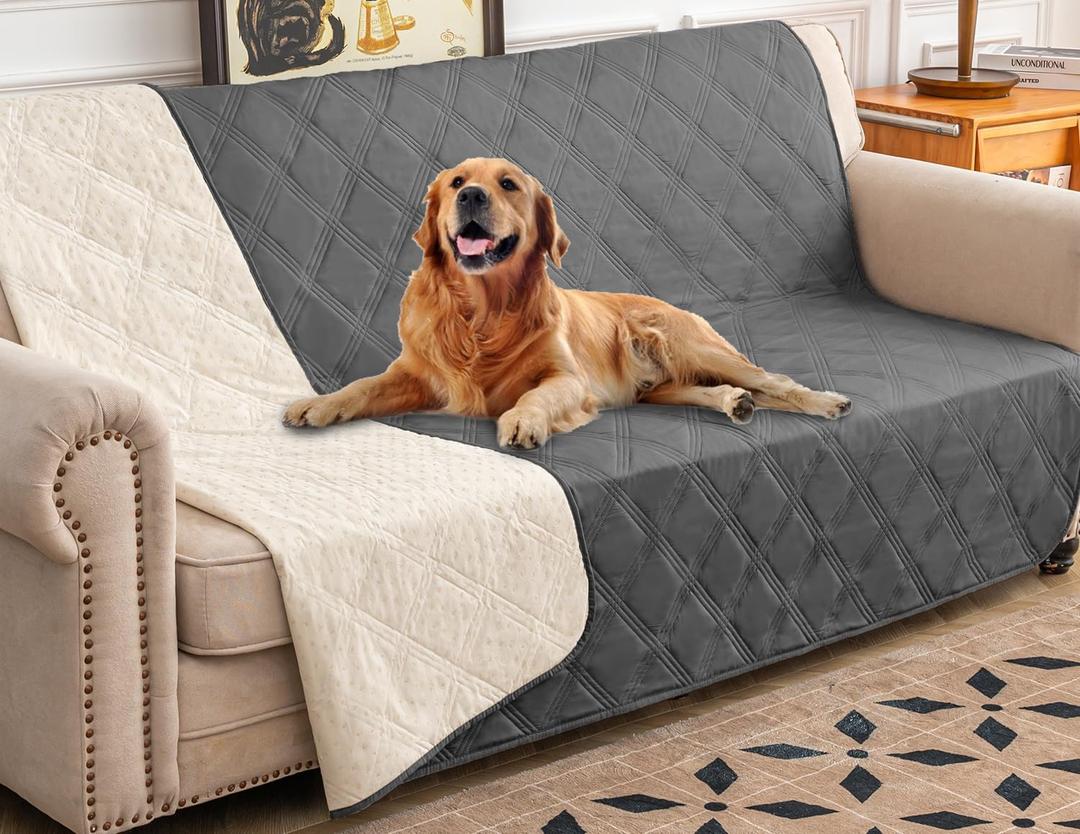 Ameritex Waterproof Dog Bed Cover Pet Blanket with Anti-Slip Back for Furniture Bed Couch Sofa (52x82 Inch (Pack of 1), Darkgrey)