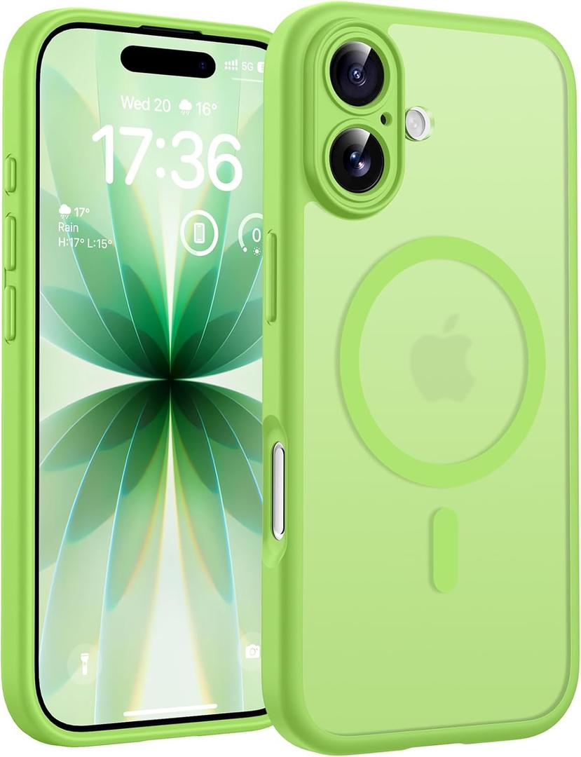 TOCOL for iPhone 17 Case, Full Camera Protection, Built-in Magnetic Ring, Compatible with Magsafe Charger, Drop Protection, Translucent Matte Phone Case for iPhone 17 6.3 inch (Light Green)