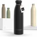 LARS NYSM Stainless Steel Insulated Water Bottle 12oz 17oz 25oz 34oz 51oz | Insulated Thermo Flask for Hot and Cold Beverages | Leakproof Drinking Bottle (Carbon Black, 17oz)