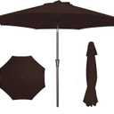 PatioKingdom 9FT Patio Outdoor Umbrella-UPF 50+ Sun Shade with Wind Vent, Push-Button Tilt & Smooth Crank Lift, Rust-Resistant Fiberglass Frame for Garden, Backyard,Yard (Brown)