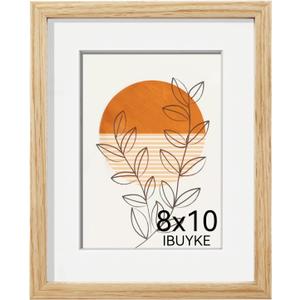 IBUYKE 8x10 Picture Frame,Solid Oak Wood 8x10 Photo Frame with Mat to 5x7,10x8 Picture Frames With Tempered Glass,Tabletop or Wall Mount Display,Home Decor,Natural Oak 8 x 10 Frame,UWPF0810N