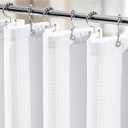 Vipfree 3 in 1 Shower Curtain Set, Waffle Shower Curtain and Liner Set with 12 Double Sided Shower Curtain Hooks, 258GSM Luxury Weighted Cloth Shower Curtains for Bathroom, 72 W x 72 H, White