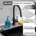 Silicone Faucet Mat for Kitchen Sink Gen 2 Splash Guard with Upgraded Outlet & Slope 18 x 5.1 Water Catcher & Sink Sponge Holder for Kitchen and Bathroom (Gray)