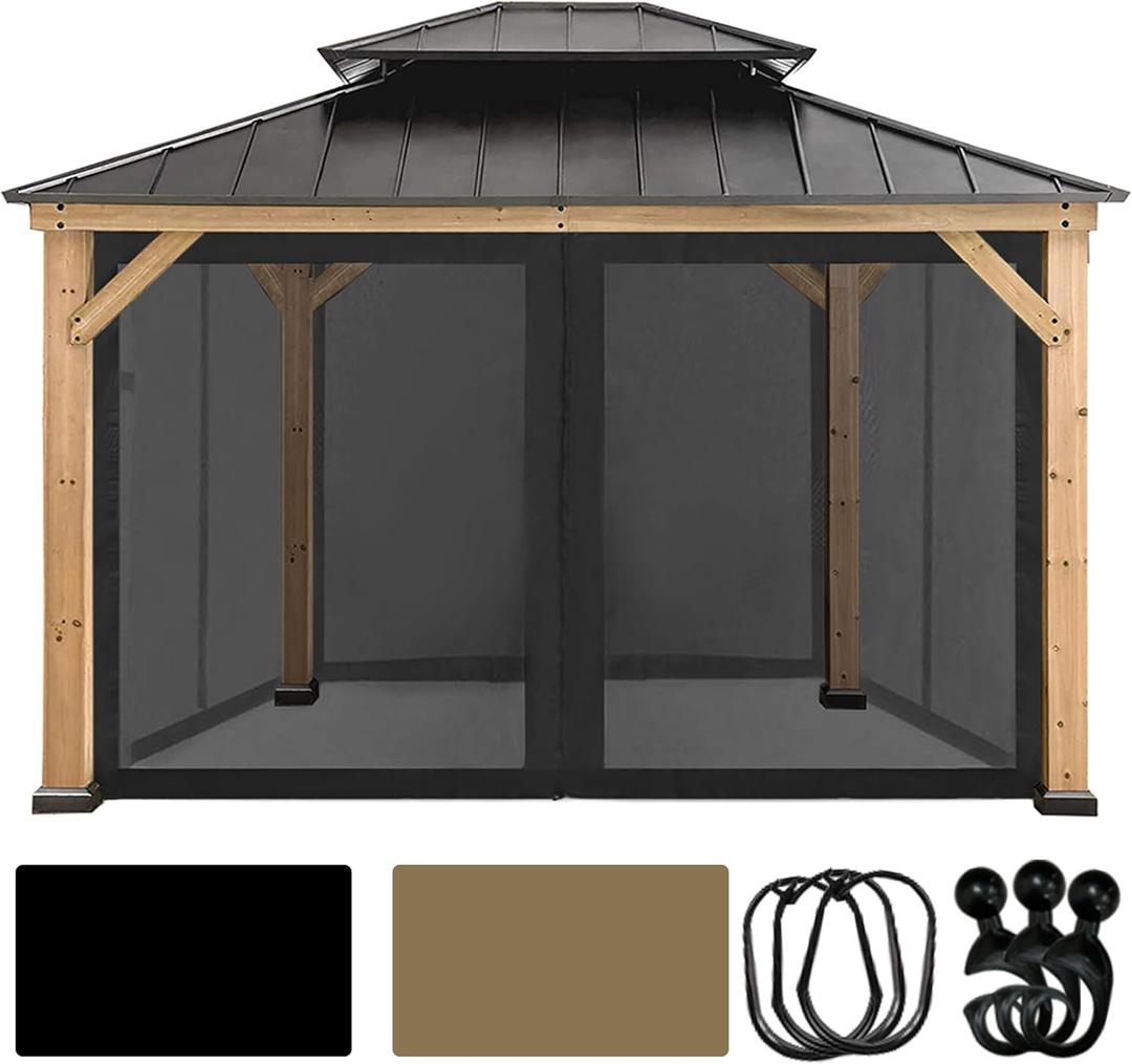 CoastShade Universal Replacement Canopy Mosquito Netting Screen Sidewalls Only for 10' x 12' Gazebo Canopy