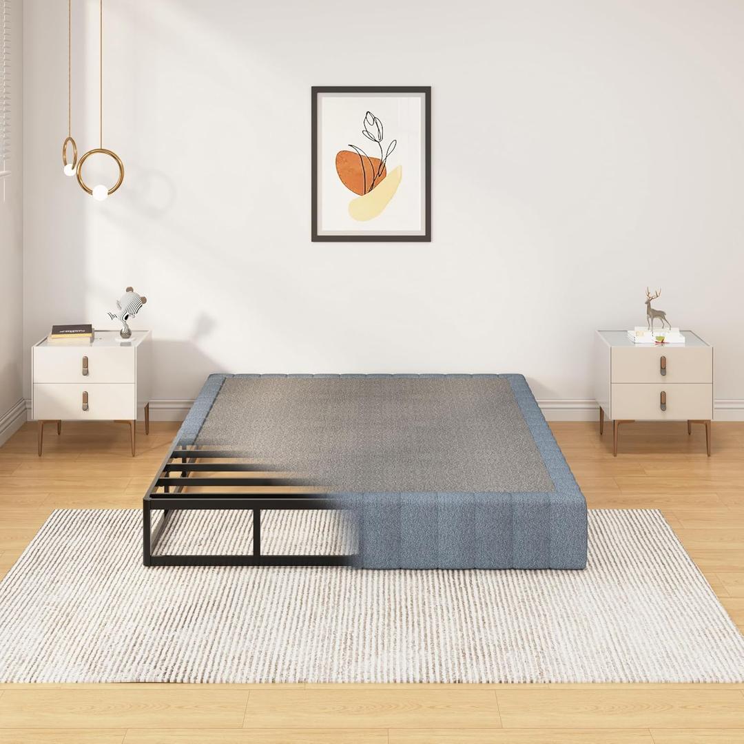 SHLAND Queen Box Spring 9 Inch High Profile Box Spring Queen Size Bed Base, Heavy Duty Metal Mattress Foundation with Fabric Cover,Easy Assembly