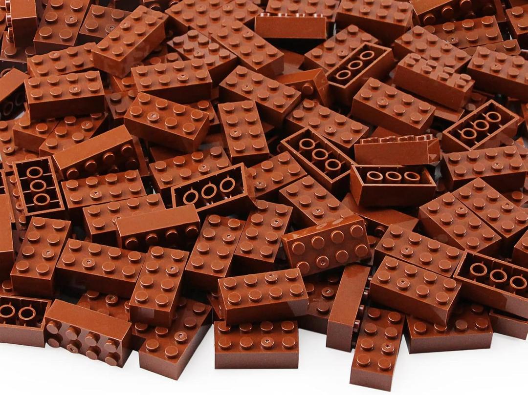 Feleph 2x4 Bricks 320 Pieces Reddish Brown Parts Building kit Creative Play Set Classic Blocks Toy Accessories Compatible with 3001 Major Brands (Reddish Brown)