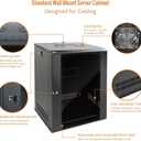 Tecmojo 15U Wall Mount Rack Network Cabinet for 19" IT Equipment,with Lockable Glass Door and Side Panels,Cooling Fan,17.7inch Depth,Black (15U)