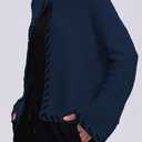 Cakulo Womens Cropped Cardigan Sweaters Bell Sleeve Trendy Fall Chunky Knit Cardigans 2025 Open Front Sweater Coats (Blue, XL)