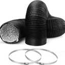 16 FT Universal Dryer Vent Hose 4 inch with 2 Stainless Steel Clamp, Flexible Aluminum Dryer Duct Hose for Tight Space (Black by TOMOON)