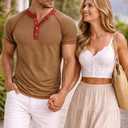 Men's Henley Shirt (Single or 2-Pack), Short Sleeve Raglan Smooth-Finish, Low-Lint & Soft All-Season Layering Top, XL