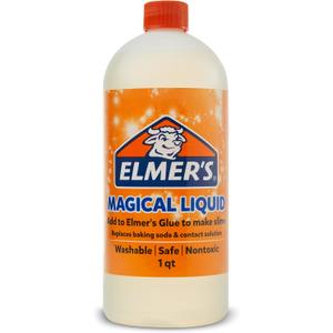 Elmer's Magical Liquid, Slime Activator Solution, Updated Formula for Double Slime Output, Safe and Washable, 1 Quart (Clear)