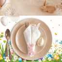 Easter Disposable Placemats 50 Pack 11 x 17 Inch, Bunny Rabbit Colorful Eggs Flower Print Waterproof & Greaseproof Place Mats for Easter Table Decorations, Holiday Party, Spring Festival Dinner