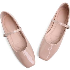 LUXINYU Women's Slip on Flats,Classy Round Toe Solid Classic Mary Jane Ballet Dance Shoes Soft Comfortable PU Flat Shoes, 6.5, 2472-nude