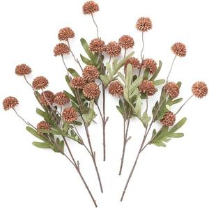 Floroom 5pcs Terracotta Faux Silk Mums Artificial Flowers, Bulk Fake Small Mini Chrysanthemums with Stems for DIY Wedding Centerpieces Floral Arrangements Vase Fillers Home Decorations