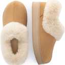 Zigzagger Women’s Memory Foam Slippers, Cozy House Shoes Indoor Outdoor with Microsuede Upper, Thick Fuzzy Fur Collar and Non-Slip Rubber Sole, Size 7