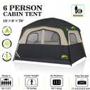 Happy Travel Tent 6 Person Tents for Camping, Waterproof Easy Setup Camping Tent with Rainfly, Portable Large Family Cabin Tent with 5 Large Mesh Windows and Carry Bag for Outdoor Camping & Hiking