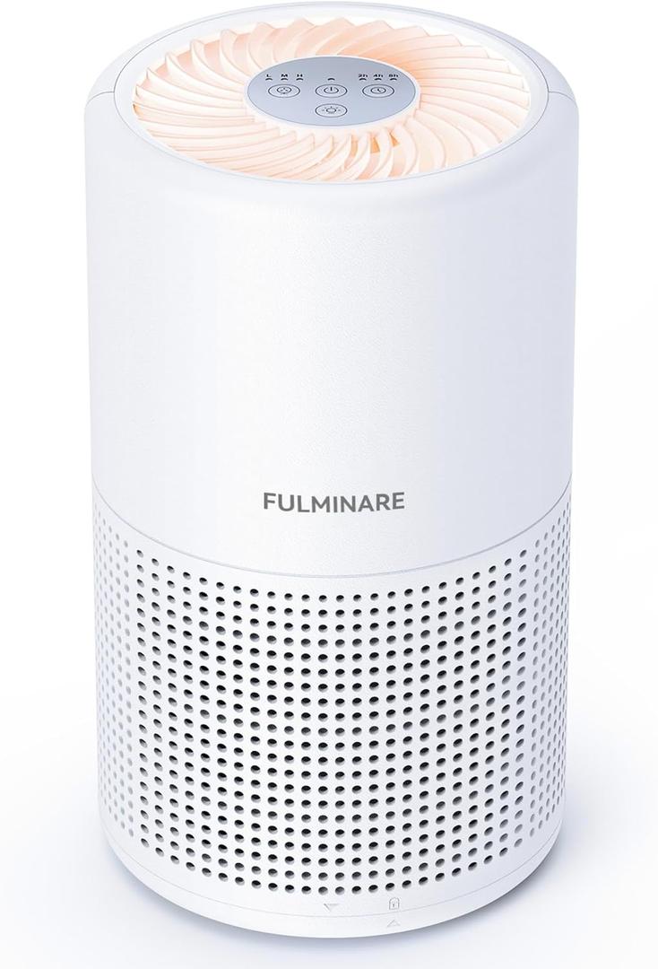 Air Purifiers for Bedroom, FULMINARE H13 True HEPA Air Filter, Quiet Air Cleaner With Night Light,Portable Small Air Purifier for Home, Office, Living Room (White)