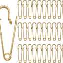 30 Pcs Large Safety Pins 2 Inch Heavy Duty Blanket Pins Big Safety Pin Steel Safety Pins for Blankets Clothes Crafts Leather Canvas, Gold