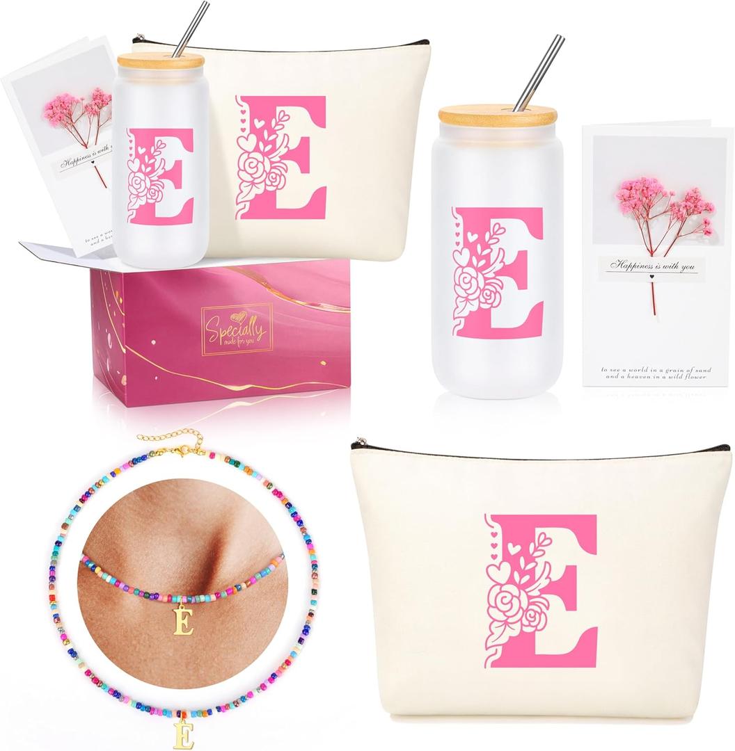 Teen Girl Gifts Trendy Stuff, Easter Birthday Gifts for Teen Girls Personalized Monogrammed Pink Gifts for Women Initial E Christmas Valentines Day Ideas Present