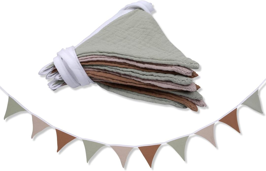Pennant Banner Flags,Infant and toddler room decoration pennant,for Nursery Decor Baby Birthday Boho Wedding Shower Party Event (Green Colorful Banner)