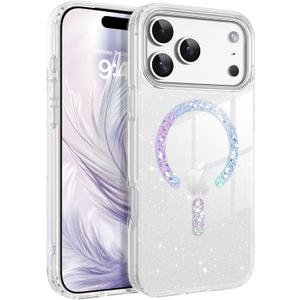 BENTOBEN Magnetic for iPhone 17 Pro Max Case, Clear Crystal Glitter Bling 17 Pro Max Phone Case [Compatible with MagSafe], Shockproof Sparkly Cute Women Girl Cover for iPhone 17 Pro Max, Clear Glitter