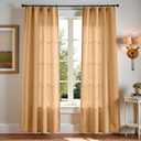 jinchan Linen Blend Curtains 84 inch Length 2 Panels for Bedroom Living Room, Light Filtering 50 inch Wide Farmhouse Drapes with Rod Pocket Back Tab(50W x 84L, Mustard Yellow)