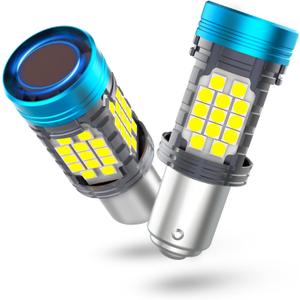 CANBUS 1157 LED Bulbs With Built-in Resistor for Backup Reverse Lights,6000K 4600LM Super Bright 2057 2357 7528 LED Bulb Error Free for Tail Brake Turn Signal Light Anti Hyperflash(2pcs) (White)