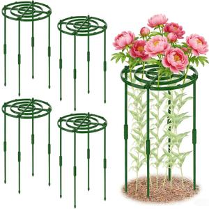 4 Pack Peony Cages and Supports, 11.8" D x 25" H Plant Supports for Outdoor Plants, Peony Support Cage Flower Support Rings, Plant Support Ring for Rose Tomato Hydrangea Strawberry