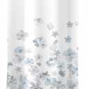 Sunlit Design 36 x 72 Inches Blue and Gray Small Stall Shower Curtains RV Half Size Narrow Bathroom Curtains Simple Style Flower Blossoms Bathroom Decor with White Background