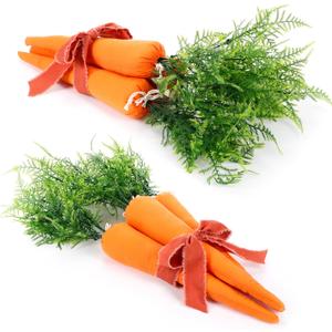 6 Pcs Easter Artificial Carrots Decor Unfinished Large Fabric Fake Carrot Set for Easter Crafts Farmhouse Tabletop Basket Door Window Wall Vase Filler(13.78)
