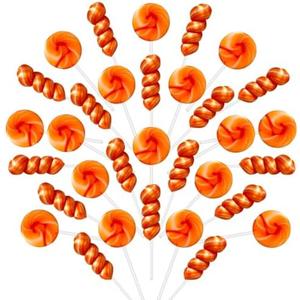32 Pack Orange Gold Twisty & Swirl lollipops candy, No Artificial Dyes, Individually Wrapped Lollipops sucker, 16+16 Swirl Candy Lollipop, Gluten Free, Easter Snacks, Candies For Party Favors
