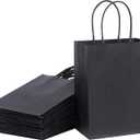 SUNCOLOR 25 Pieces 6" Mini Goodie Bags Small Black Gift Bags with Handle for Party Favor Bags (Black)