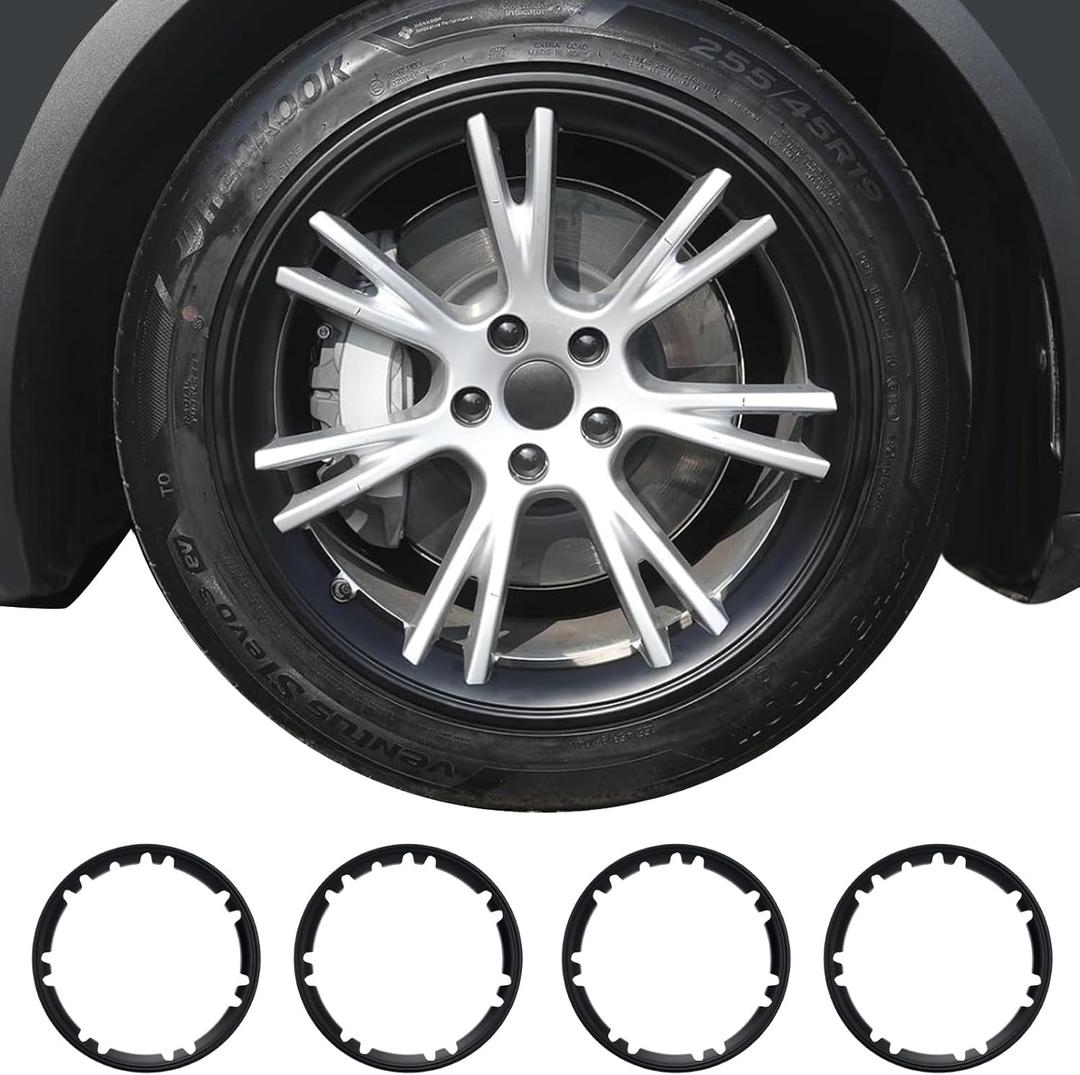 Wheel Rim Protector for Tesla Model Y Gemini 19 inch Apollo Wheels 2020-2024 Model Y Accessories All-in-one Car Tire Trim Rings Rim Case Hubcaps Wheel Cover (Matte Black)