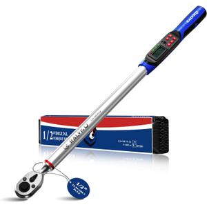 1/2 Digital Torque Wrench (12.54-250.7 Ft. Lb/ 17-340 N.m) ±2% Accuracy with Track Mode Torque Wrench Digital with Vibration, Buzzer and LED Alert for Car,Motorcycle Repair, DIY