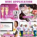 Honeydak 36 Pcs Breast Cancer Awareness Party Cups with 7 Pink Ribbon Heart Sticker 4.5 oz Plastic Disposable Champagne Flutes Breast Cancer Party Supplies Favors Clear Toasting Wine Glass for Women