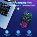 Wireless Gaming Mouse, Rechargeable Wireless Computer Mouse with Type-C Fast Charging, Ergonomic Mouse with 3 Adjustable DPI, 6 Silent Buttons, LED Light, Long Battery Life for Laptop, PC, Mac