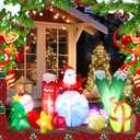 Liliful 7 Pcs LED Christmas Inflatables Outdoor Decorations 6.6 Ft Inflatable Joy Santa Claus Large Christmas Blow up Decor for Xmas Party Yard Lawn Garden Outdoor(Santa Style)