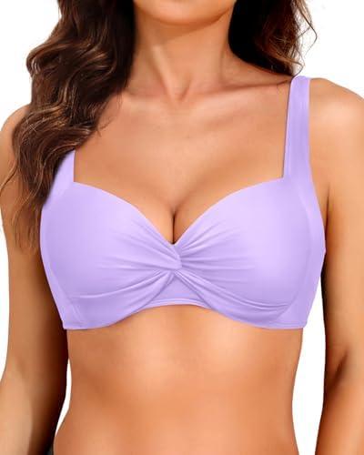 Women Underwire Bikini Top - 2025 Push Up Swimsuit Tops Padded Bra Bathing Suit, Size Medium