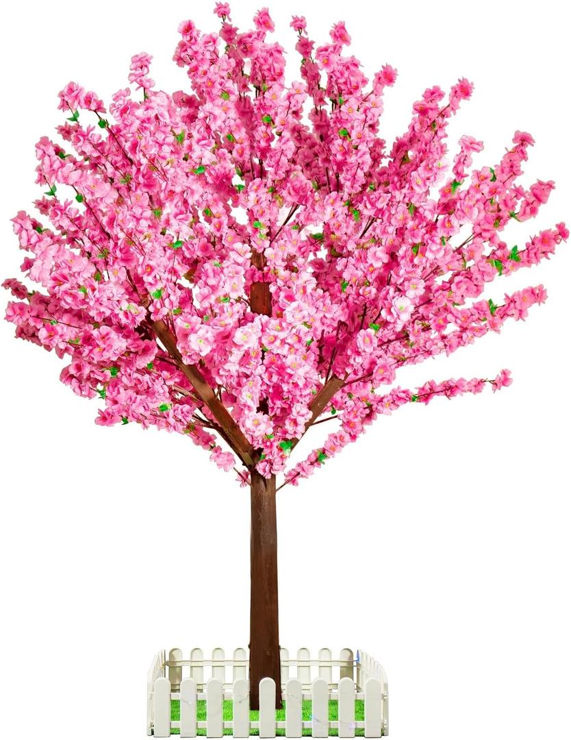 Artificial Cherry Blossom Tree - Handmade Pink Fake Cherry Blossom Tree Centerpieces for Wedding Party Christmas Garden Indoor & Outdoor (4in)