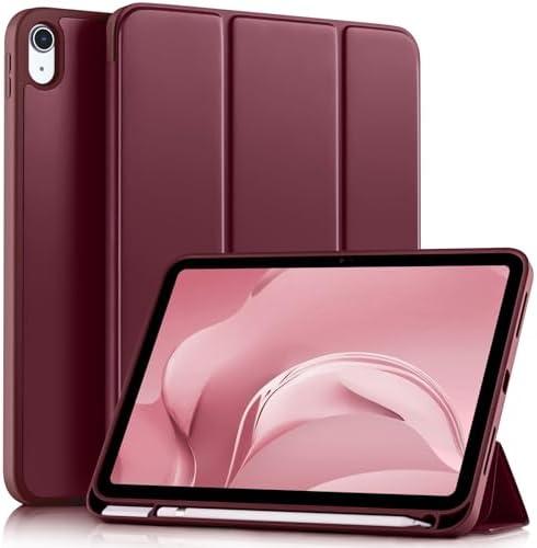 Akkerds Compatible with iPad (A16) 11th Generation Case 11 Inch 2025, for iPad 10th Generation Case 10.9 Inch 2022 with Pencil Holder, Slim Trifold Stand Protective Cover with Soft TPU Back, Wine Red