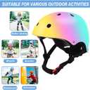 Color Gradient Adjustable Kids Bike Helmet with Knee & Elbow Pads Set | Multi-Sport Safety Gear for Boys & Girls Ages 8-14 | Skateboarding, Scooters, Roller & Inline Skating, Longboarding, Size Medium